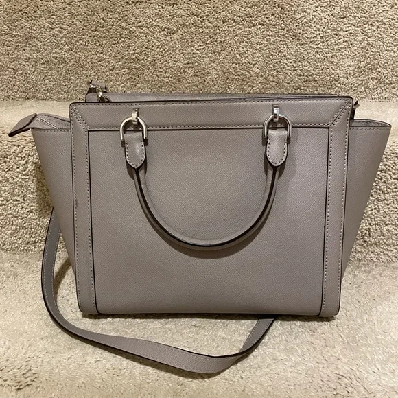 Michael Kors Tina Pearl Grey Top Zip Satchel - Picture 2 of 8